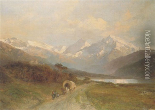 The Orteler-spitz, Tyrol, From St. Valentine Auf Der Heide Oil Painting - Edward Theodore Compton
