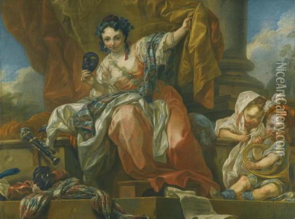 An Allegory Of Comedy Oil Painting - Carle van Loo