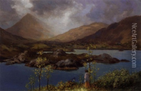 Gazing Over The Lough Oil Painting - George Russell
