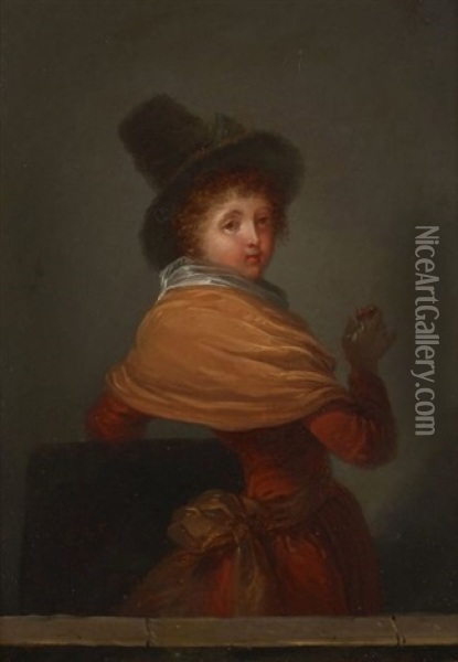 Jeune Fille Aux Cerises Oil Painting - Henri Nicolas Van Gorp