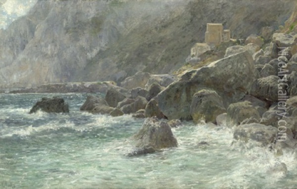 Felsenkuste Von Capri Bei Sciroccostimmung Oil Painting - Max Merker