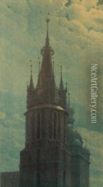Mary's Tower In Krakow Oil Painting - Jozef Rapacki