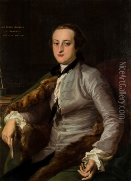 Portrait Of Sir Brook William Bridges, 3rd Baronet (1733-1791) Oil Painting - Pompeo Girolamo Batoni