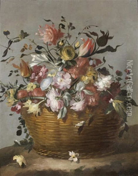 Panier Au Bouquet De Fleurs Oil Painting -  Pseudo Guardi