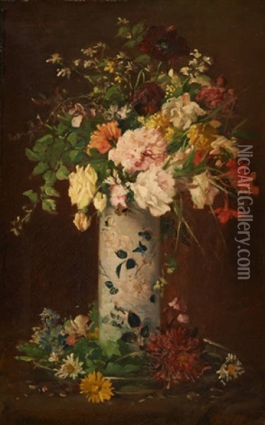 Composition Florale Oil Painting - Jules Felix Ragot