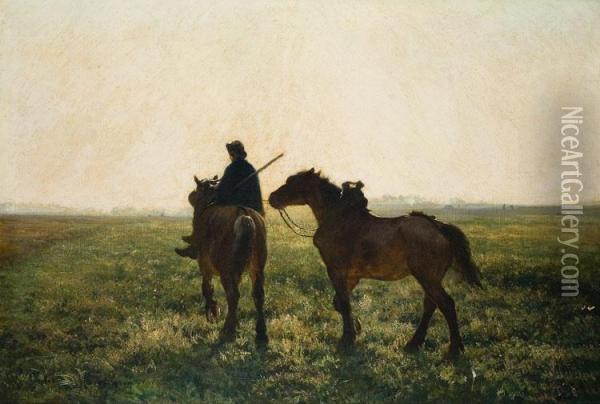 Ruiter Met Twee Paarden Oil Painting - Jules Montigny