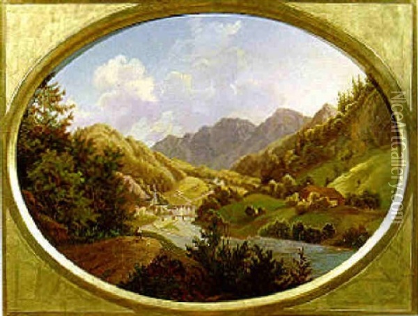 Ansicht Von Lauffen Oil Painting - Friedrich Reinhold the Younger