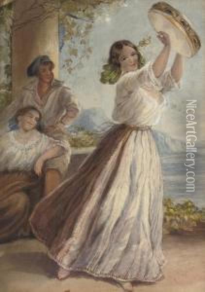 The Tambourine Girl Oil Painting - Louisa Anne, Marchioness of Waterford