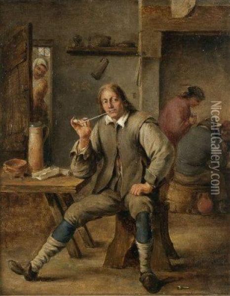 Fumeur Dans Un Interieur Oil Painting - David The Elder Teniers