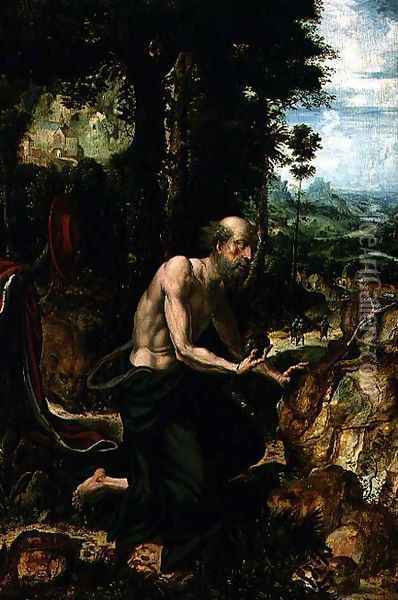 St. Jerome in the Wilderness Oil Painting - Pieter Coecke Van Aelst
