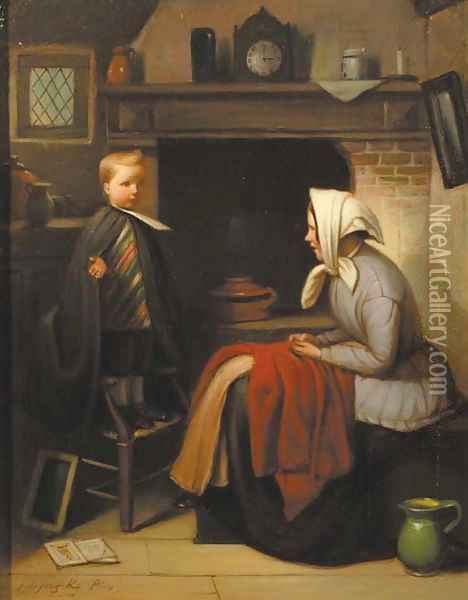 Practising the sermon Oil Painting - Jacob De Jong