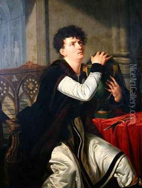 Portrait of Francois Joseph Talma 1763-1826 as Hamlet Oil Painting - Anthelme Francois Lagrenee