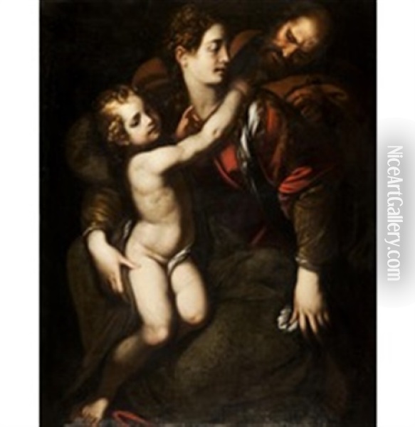 Sacra Famiglia Oil Painting - Giulio Cesare Procaccini