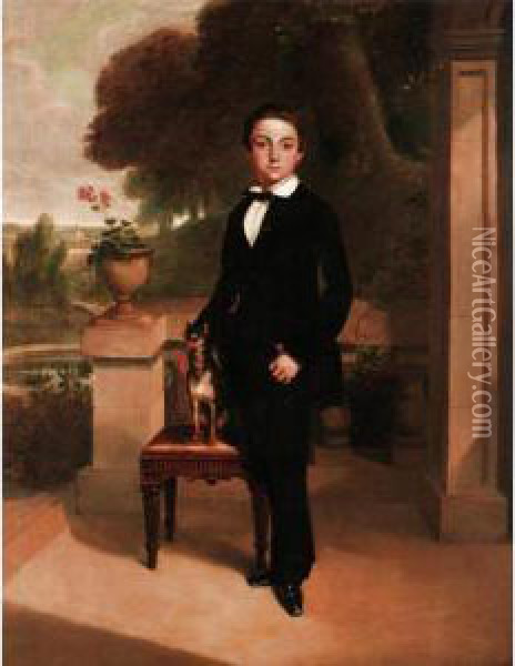Portrait Of A Young Boy And His Companion Oil Painting - Sir Francis Grant