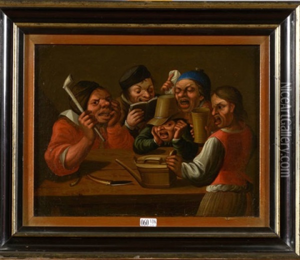 Personnages Grotesques A L'auberge Oil Painting - Pieter Balten