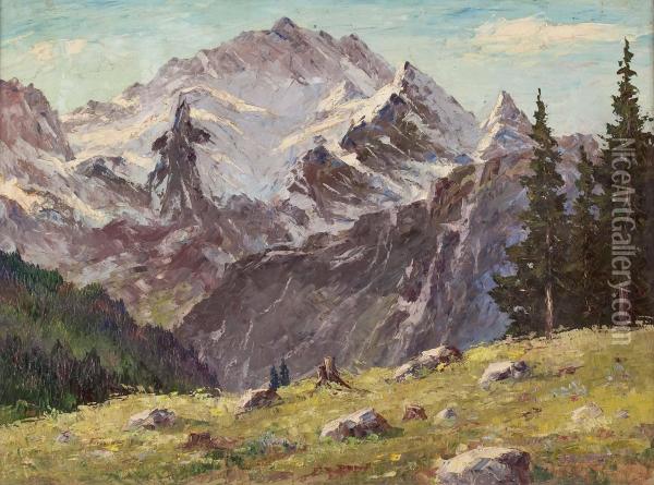 Gebirgslandschaft Oil Painting - Alois Hernick