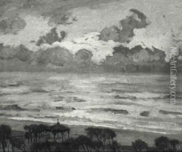 Stormy Sundown, Biarritz Oil Painting - William Samuel Horton
