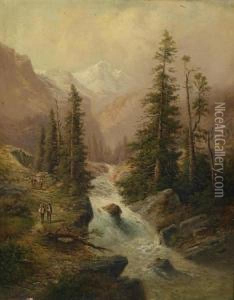 Returning Home Along The River Oil Painting - Gustav Barbarini