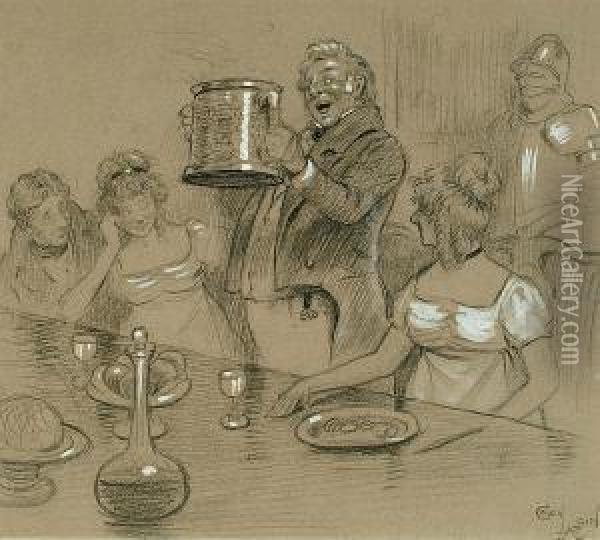 The Toast Oil Painting - Cecil Charles Aldin