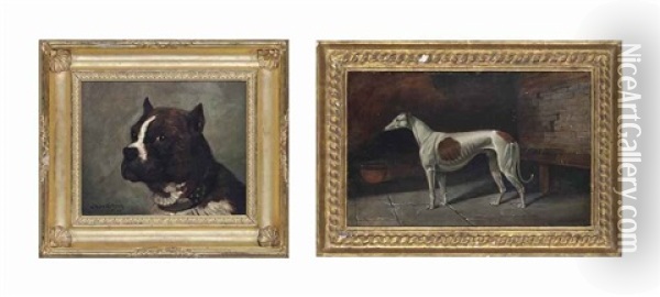 A Bulldog (2 Works) Oil Painting - Jules Chardigny