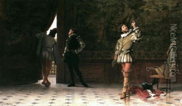 Preparing For The Duel Oil Painting - Giuseppe Castiglione