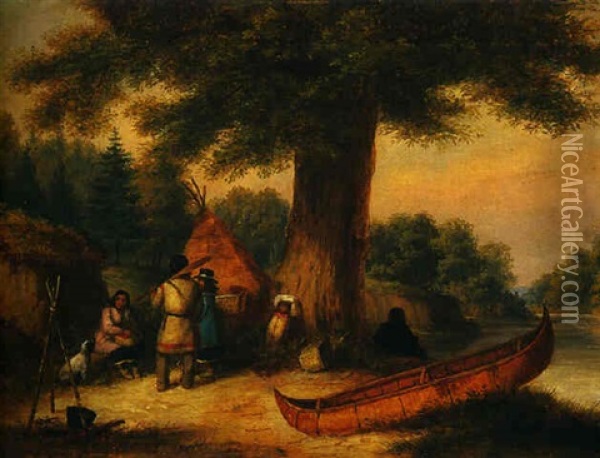 Wigwam In The Forest Oil Painting - Cornelius David Krieghoff