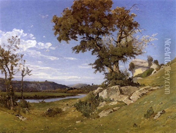 Paysage De La Dordogne Oil Painting - Louis Alexandre Cabie
