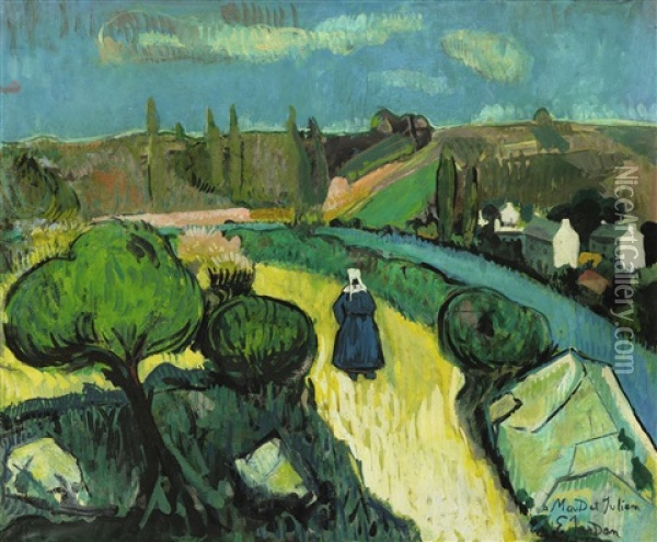 Bretonnes Au Bord De L'aber Oil Painting - Emile Jourdan