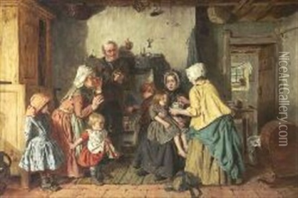 The Poor Helping The Poor Oil Painting - John Burr