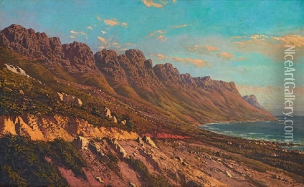 Twelve Apostles From Camps Bay Oil Painting - Tinus de Jongh