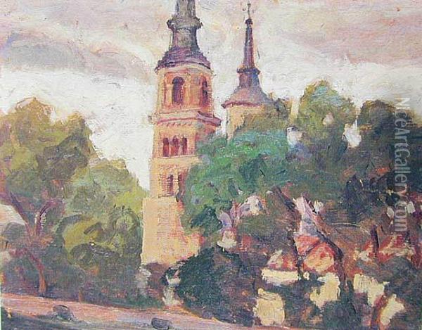 Kosciol W Tumie, Przed 1910 Oil Painting - Karol Biske
