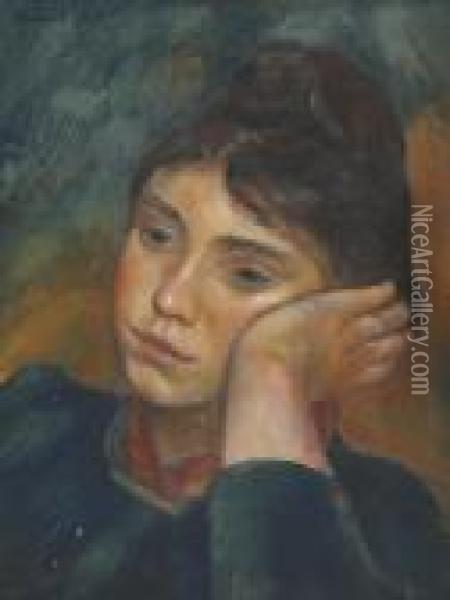 Femme Accoudee Oil Painting - Pierre Auguste Renoir