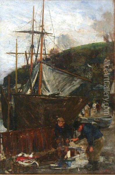 Fishermen Oil Painting - John Robertson Reid