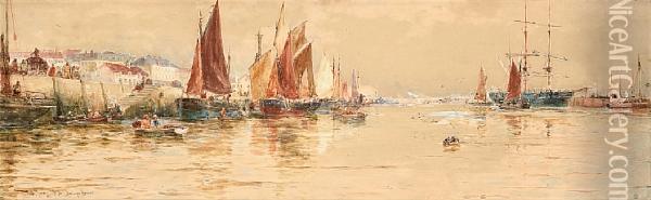 Boulogne Harbour Oil Painting - Thomas Bush Hardy