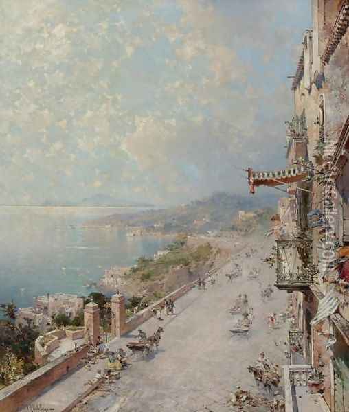 View of Posilipo, near Naples Oil Painting - Franz Richard Unterberger