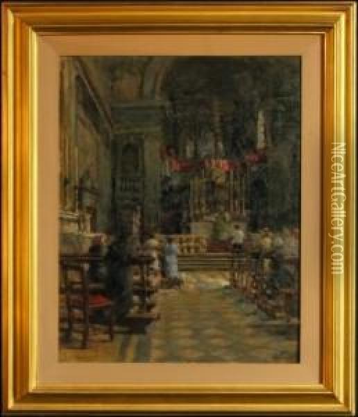 Interno Di Chiesa Oil Painting - Alfons Hollaender