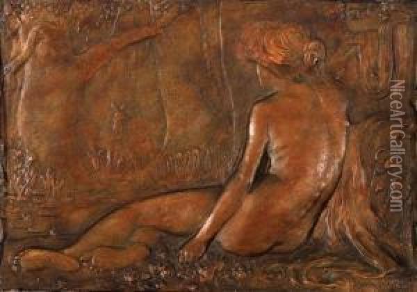 Seated Nude In Woodland Oil Painting - Charles Douglas Richardson