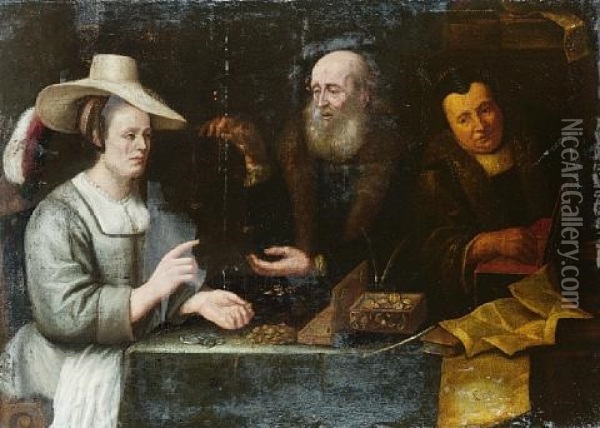 The Money Lenders Oil Painting - Christian von Thum the Elder