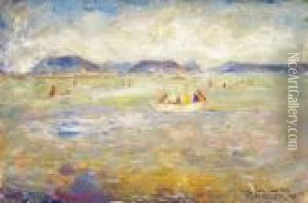 Sailing On The Lake Balaton Oil Painting - Bela Ivanyi Grunwald
