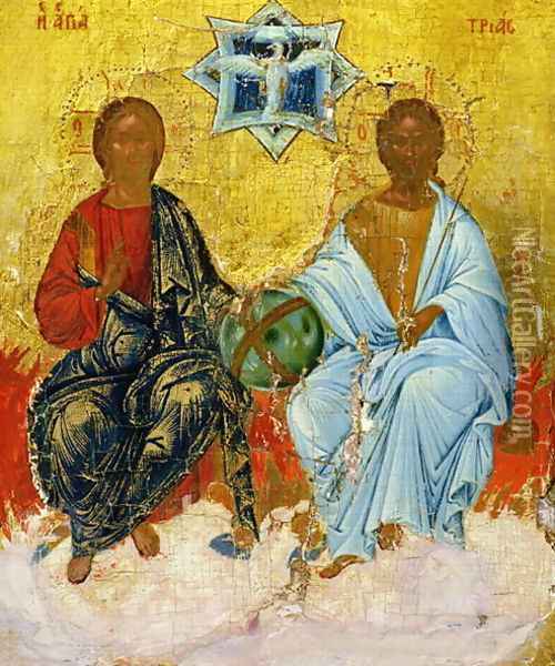 Icon of the Holy Trinity Oil Painting - Anonymous Artist