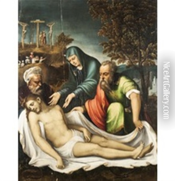 Compianto Sul Cristo Morto Oil Painting - Giulio Campi