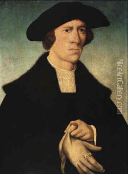 Portrait Of A Man With A Glove Oil Painting - Joos Van Cleve