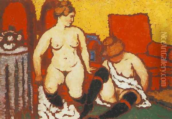 Nudes Models 1910 Oil Painting - Jozsef Rippl-Ronai