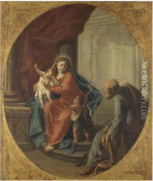 Sacra Famiglia Con San Giovannino Oil Painting - Dalla Saverio Rosa