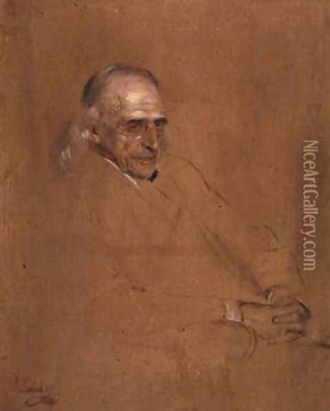 Portrait of Professor Theodor Mommsen 1817-1903 Oil Painting - Franz von Lenbach