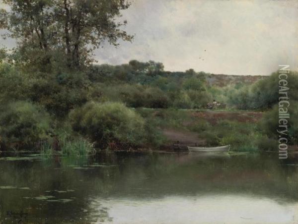 A Riverbank In Poissy Oil Painting - Emilio Sanchez-Perrier