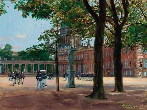 On the Parade Ground Oil Painting - Franz Skarbina