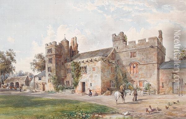 Figures Before An English Country House Oil Painting - William Nutter