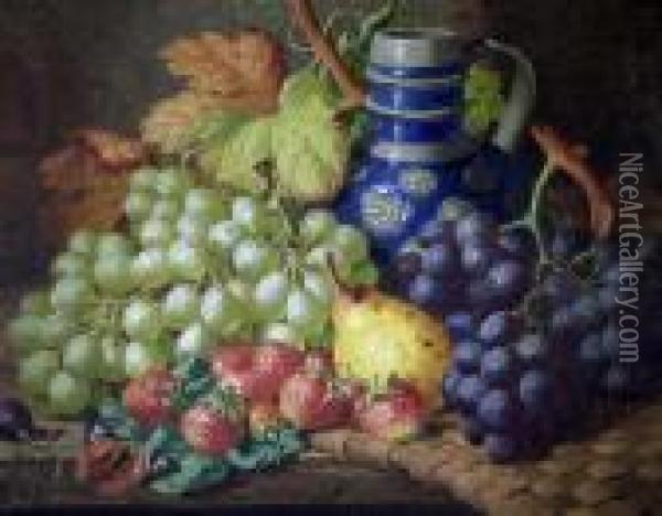 Fruit And Flagon On A Table Oil Painting - Charles Thomas Bale