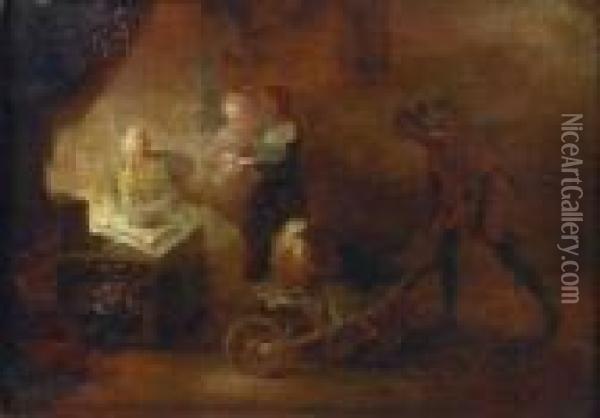 Le Contrat De Mariage Oil Painting - Januarius Zick